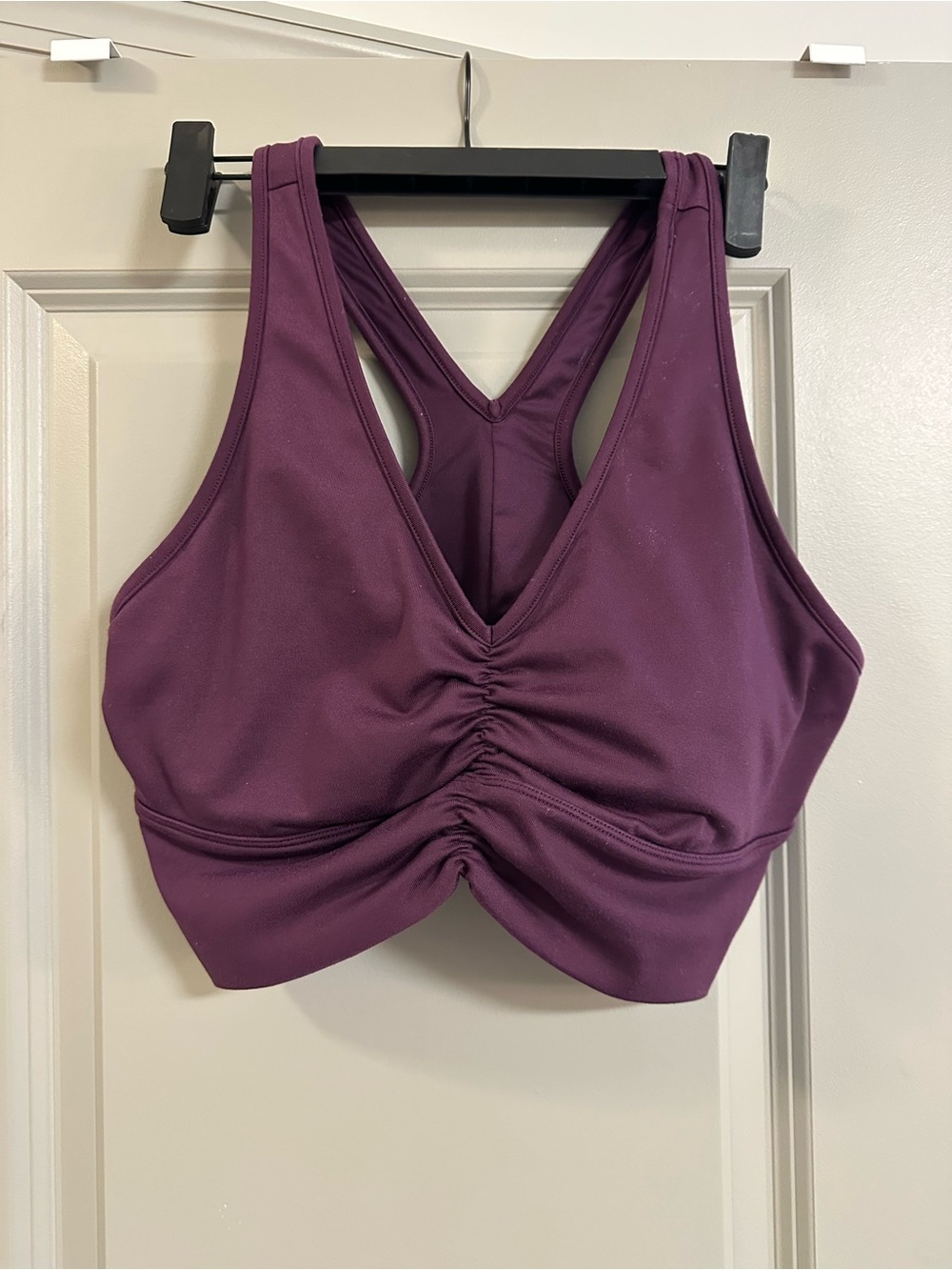 Alo Yoga Wild Thing Bra Size L Plum Purple Ruched Racerback
